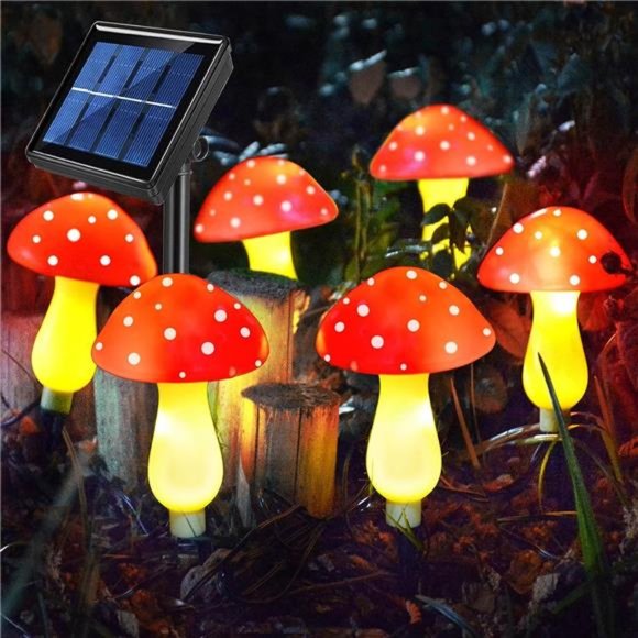 New Upgraded Waterproof Solar Mushroom Lights Outdoor Decor, 8 Modes for Garden - Picture 1 of 7